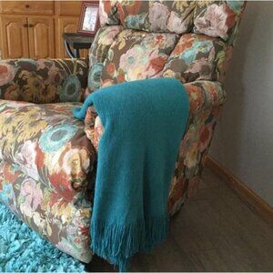 Knitted Blanket with Tassels Fringe 50" x 60", Super Soft Knit Throw